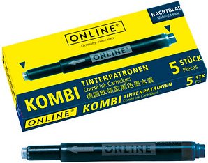 ONLINE® Tintenpatronen für Füller 17056/12 nachtblau, 5 St.