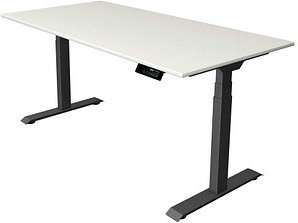 Kerkmann Move 1 stable elektrisch höhenverstellbarer Schreibtisch weiß rechteckig, T-Fuß-Gestell grau 160,0 x 80,0 cm