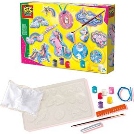 Thumbnail - SES Creative® Gipsgießen-Set Glitzer Einhörner und Regenbogen mehrfarbig