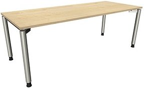 fm fastline höhenverstellbarer Schreibtisch königsahorn rechteckig, 4-Fuß-Gestell silber 200,0 x 80,0 cm