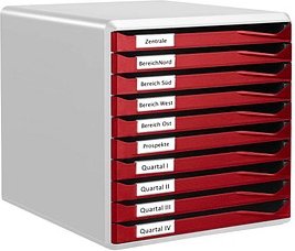 Thumbnail - AKTION: LEITZ Schubladenbox Formular-Set bordeaux 52810028, DIN A4 mit 10 Schubladen, 1 St. mit Prämie nach Registrieru...
