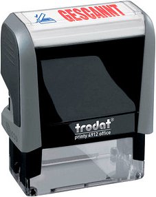 trodat Textstempel "Gescannt" printy 4912 office selbstfärbend blau, rot ohne Logo, 1 St.