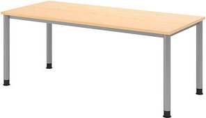 HAMMERBACHER HS19 höhenverstellbarer Schreibtisch ahorn rechteckig, 4-Fuß-Gestell silber 180,0 x 80,0 cm