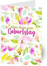 LUMA Geburtstagskarte mit Film Blumen Aquarell DIN B6, 1 St.