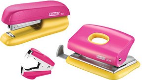 Rapid Locher und Heftgeräte Set Mini pink/gelb