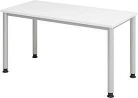 HAMMERBACHER HS614 Schreibtisch weiß rechteckig, 4-Fuß-Gestell silber 140,0 x 67,2 cm