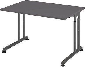 HAMMERBACHER ZS12 höhenverstellbarer Schreibtisch grafit rechteckig, C-Fuß-Gestell grau 120,0 x 80,0 cm
