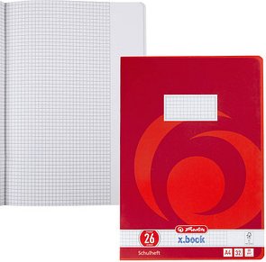 herlitz Schulheft x.book Lineatur 26 kariert DIN A4 Außenrand, 32 Blatt
