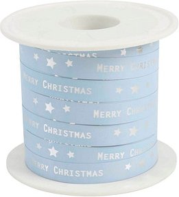 PRÄSENT Geschenkband Merry Christmas matt eisblau 10,0 mm x 100,0 m