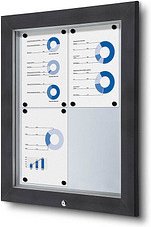 Showdown® Displays Schaukasten Premium grau 4x DIN A4 58,3 x 4,7 x 76,0 cm, 1 St.