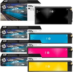Thumbnail - HP 991X (M0K02AE/M0J90AE/M0J94AE/M0J98AE) schwarz, cyan, magenta, gelb Druckerpatronen, 4er-Set