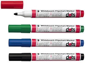 Thumbnail - dots Whiteboard-Marker farbsortiert 1,5 - 3,0 mm, 4 St.