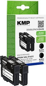 KMP E141D schwarz Druckerpatronen kompatibel zu EPSON 16XL (T1631), 2er-Set