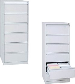 Gürkan Karteischrank lichtgrau 6 Schubladen 53,0 x 62,0 x 132,0 cm