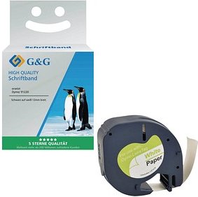 Thumbnail - G&G Etikettenrollen für Etikettendrucker weiß, 12,0 mm x 4,0 m, 1 x