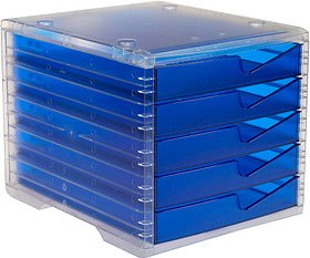 Thumbnail - styro Schubladenbox styroswingbox light blau 275-8430.324, DIN A4 mit 5 Schubladen