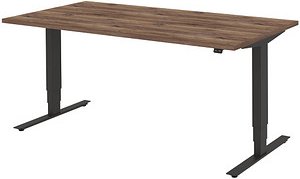 Thumbnail - röhr quantum elektrisch höhenverstellbarer Schreibtisch eiche rechteckig, T-Fuß-Gestell grau 180,0 x 80,0 cm