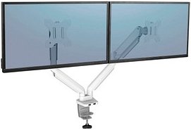 AKTION: Fellowes Monitor-Halterung Platinum Series 8056301 weiß für 2 Monitore, Tischklemme, Tischbohrung mit 20 Euro Ca...
