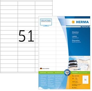 Thumbnail - 10.200 HERMA Etiketten 4611 weiß 70,0 x 16,9 mm