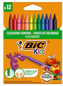 Thumbnail - BIC Kids Plastidecor Wachsmalstifte farbsortiert, 12 St.