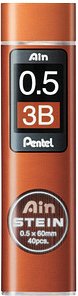 Pentel Ain Stein C275 Feinminen-Bleistiftminen schwarz 3B 0,5 mm, 40 St.