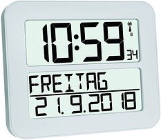 TFA® digitale Funkwanduhr 60.4512.02 weiß Kunststoff 25,8 x 21,2 cm