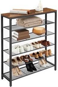 VASAGLE Schuhregal vintagebraun, schwarz 100,0 x 30,0 x 11,0 cm, 1 St.