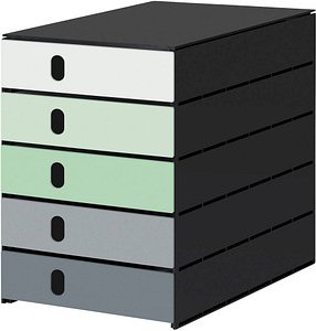 styro Schubladenbox styroval pro Emotions Frühling grün, grau 14-8000.FR, DIN A4 mit 5 Schubladen