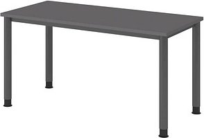 HAMMERBACHER HS614 Schreibtisch grafit rechteckig, 4-Fuß-Gestell grau 140,0 x 67,2 cm