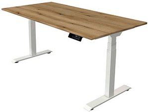 Kerkmann Move 1 stable elektrisch höhenverstellbarer Schreibtisch asteiche rechteckig, T-Fuß-Gestell weiß 160,0 x 80,0 c...