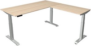 Thumbnail - Kerkmann Move 4 elektrisch höhenverstellbarer Schreibtisch ahorn rechteckig, T-Fuß-Gestell silber 180,0 x 180,0 cm