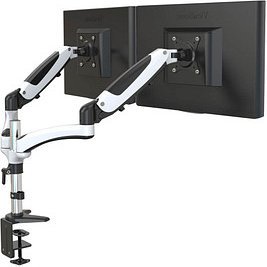 Thumbnail - ergoleben Monitor-Halterung GS230TK EL0004 weiß, schwarz, silber für 2 Monitore, Tischklemme