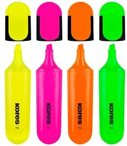 Kores® Brightliner Textmarker farbsortiert, 4 St.