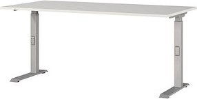GERMANIA DOWNEY höhenverstellbarer Schreibtisch lichtgrau rechteckig, C-Fuß-Gestell silber 160,0 x 80,0 cm