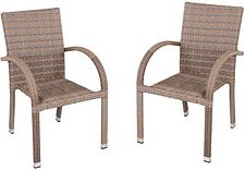 Garden Pleasure Gartenstühle mit Armlehnen MODESTO sand, Metall, 2 St.