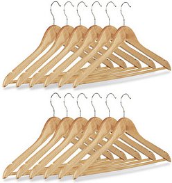 relaxdays Kleiderbügel braun, 12 St.