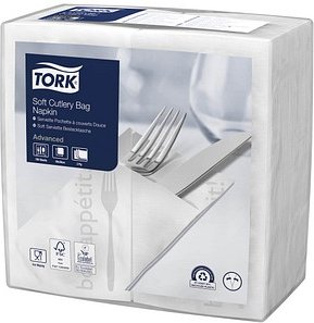 Thumbnail - 1.200 TORK Bestecktaschen Soft Guten Appetit weiß 9,8 x 19,8 cm