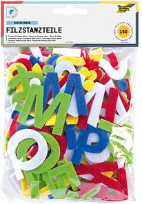 Thumbnail - folia Bastelfilz Buchstaben sortiert weiß, gelb, rot, blau, grün 150 St.