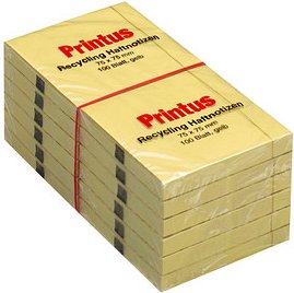 Printus Recycling Haftnotizen gelb, 12 Blöcke