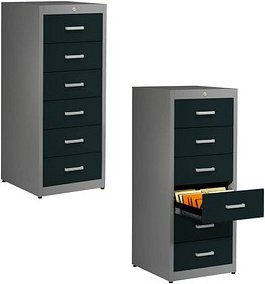 mauser client entry Karteischrank alu, anthrazitgrau 6 Schubladen 55,2 x 60,0 x 135,0 cm