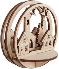 Rayher Bastelholz natur Steckteile Winterdorf Ø 7,5 cm, 1 Pack