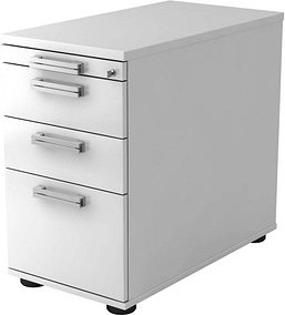 Thumbnail - HAMMERBACHER SC40 Standcontainer weiß 4 Auszüge Stahl-Relinggriff silber 42,8 x 80,0 x 72,0 - 76,0 cm