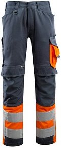 Thumbnail - MASCOT® unisex Warnschutzhose Leeds schwarzblau, orange Größe 24