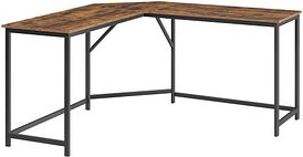VASAGLE Schreibtisch braun L-Form, O-Fuß-Gestell schwarz 149,0 x 50,0 cm