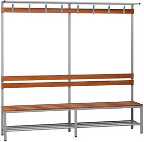 Gürkan Garderobenbank mit Haken und Schuhrost 107316 grau, buche Holz 200,0 cm