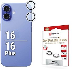 DISPLEX® Camera Lens Glass Kamera-Schutzglas für Apple iPhone 16, iPhone 16 Plus