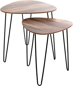 HAKU Möbel Beistelltische-Set dreieckig abgerundet MDF-Platte eiche, 1 Set