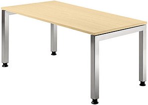 HAMMERBACHER JS16 höhenverstellbarer Schreibtisch ahorn rechteckig, 4-Fuß-Gestell silber 160,0 x 80,0 cm
