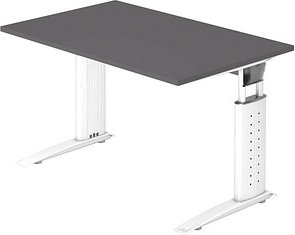 HAMMERBACHER US12 höhenverstellbarer Schreibtisch grafit rechteckig, C-Fuß-Gestell weiß 120,0 x 80,0 cm