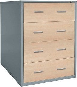 Gürkan Hängeregistraturschrank silber, ahorn 4 Schubladen 76,0 x 62,0 x 132,0 cm, 1 St.